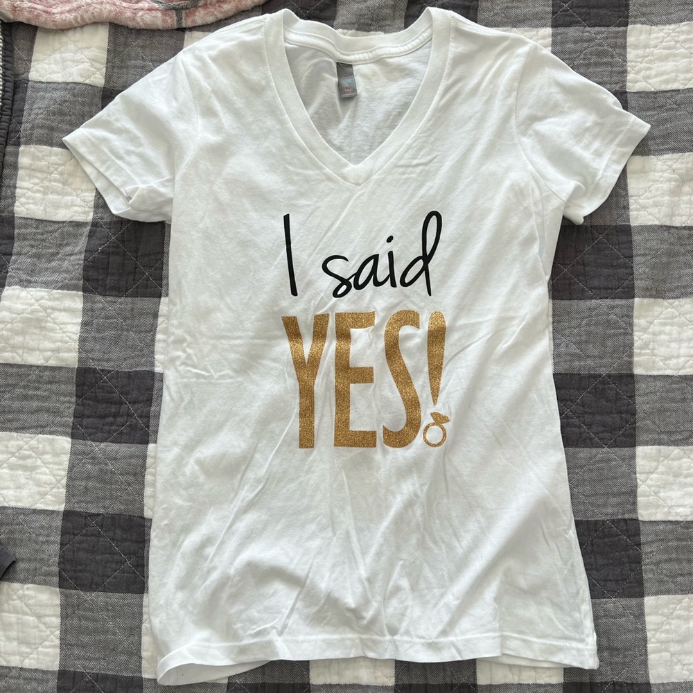 I Said Yes White V-Neck